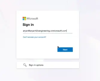 Microsoft Sign-in page for h2x SSO with email entered and Next button.